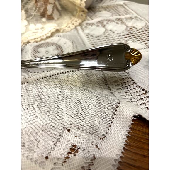 Pfaltzgraff 18/8 Stainless Set of 4 Slotted Spoons Gold Tip Brand New in Pack - Picture 7 of 8